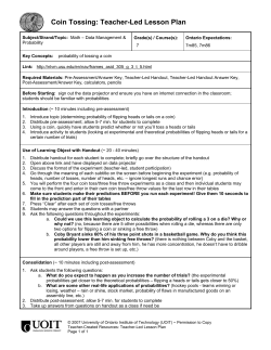 Coin Tossing: Teacher-Led Lesson Plan