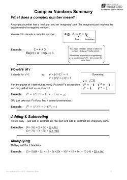 Graphical Representation A complex number can be represented on