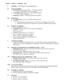 Statistics &ndash; Chapter 4 &ndash; Probability &ndash; Notes