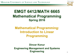 EMGT 6412/MATH 6665 Mathematical Programming Spring 2016