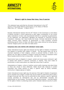 Women`s right to choose their dress, free of coercion