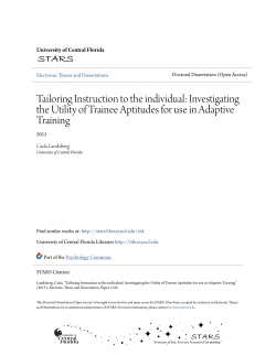 Tailoring Instruction to the individual: Investigating the Utility of