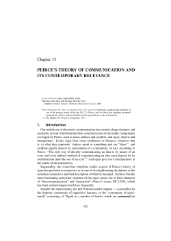 Chapter 13 PEIRCE`S THEORY OF COMMUNICATION AND ITS
