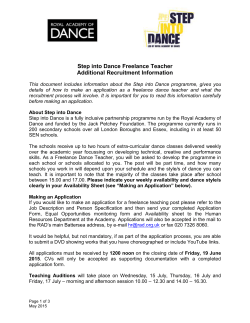 Step into Dance Freelance Teacher Recruitment
