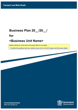 business plan - Department of Transport and Main Roads