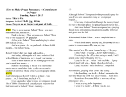A Commitment to Prayer Sunday, June 4, 2017