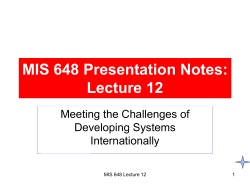 MIS 648 Presentation Notes: Section X