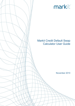 Markit Credit Calculator User Guide