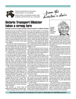 from the director`s chair - Owner-Operator`s Business Association of