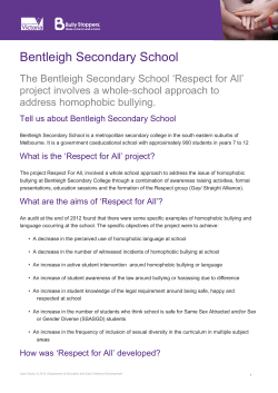 Bully Stoppers case study Bentleigh Secondary College