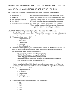 Genetics Test Check CLASS COPY. CLASS COPY. CLASS COPY