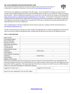 NSL CLUB STANDARDS APPLICATION FOR NEW CLUBS Please