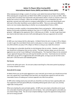 Advice To Players When Scoring With International Match Points