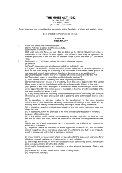 Mines Act, 1952 - Directorate General of Mines Safety