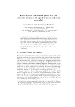 Power indices of influence games and new centrality