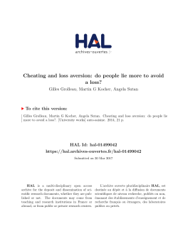 Cheating and loss aversion: do people lie more to avoid a loss?