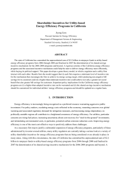 Shareholder Incentives for Utility-based Energy Efficiency Programs