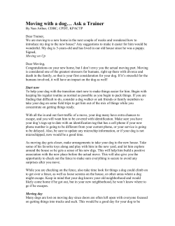 Moving with a dog&hellip; Ask a Trainer