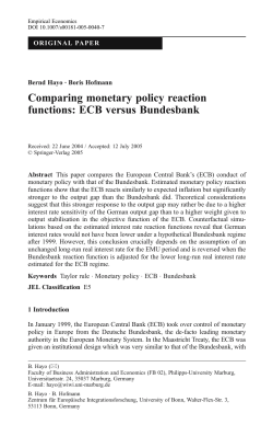 Comparing monetary policy reaction functions: ECB