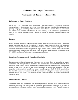 Guidance for Empty Containers University of Tennessee Knoxville
