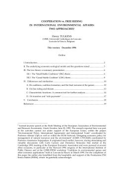 COOPERATION vs. FREE RIDING IN INTERNATIONAL