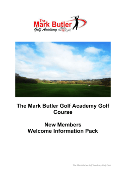 New Members Information Pack - The Mark Butler Golf Academy