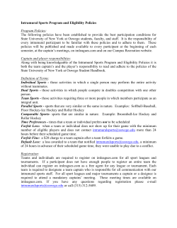 Intramural Sports Program and Eligibility Policies
