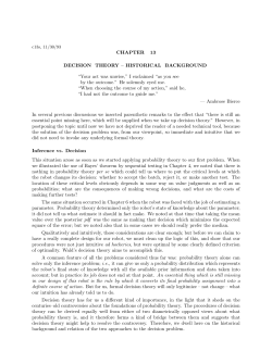 CHAPTER 13 DECISION THEORY &ndash; HISTORICAL BACKGROUND