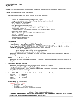 Ministry Team Consensus Statement: A steward acknowledges their