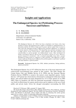 Insights and Applications The Endangered Species Act Petitioning