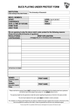 Playing Under Protest Form - Students` Union University of Greenwich