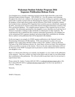 Parental Release Form - Waksman Student Scholars Program