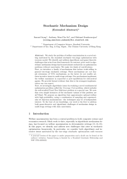 Stochastic Mechanism Design - Department of Systems Engineering