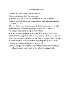 Clock Stoppage Rules 1-Time outs, clock starts at snap of