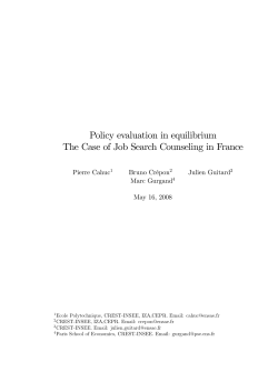 Policy evaluation in equilibrium The Case of Job