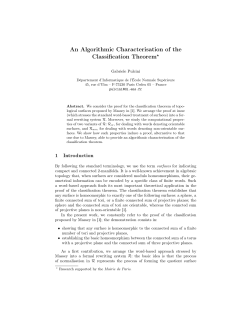 An Algorithmic Characterisation of the Classification Theorem*
