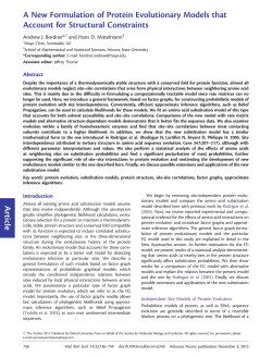 Article A New Formulation of Protein Evolutionary Models that