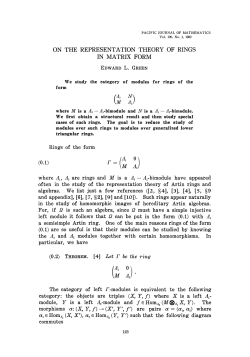 ON THE REPRESENTATION THEORY OF RINGS IN MATRIX FORM