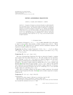 DENSE ADMISSIBLE SEQUENCES 1. Introduction A sequence of