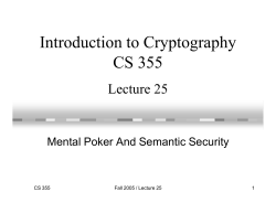 Introduction to Cryptography CS 355