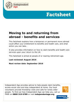 Moving to and returning from abroad - benefits