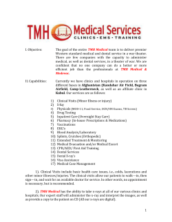 1 I. Objective: The goal of the entire TMH Medical team