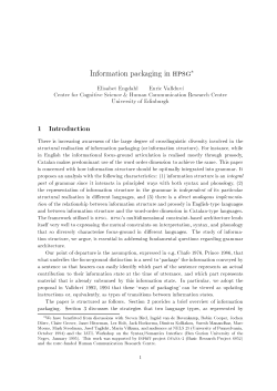 Information packaging in hpsg 1 Introduction