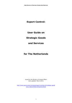 Export Control: User Guide on Strategic Goods and Services