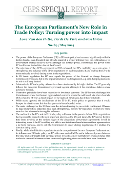 The European Parliament`s New Role in Trade Policy