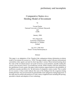 preliminary and incomplete Comparative Statics in a Herding Model