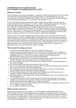 COMPREHENSIVE USER`S GUIDE Prof. Schmidt&reg;s Nasal Rinsing