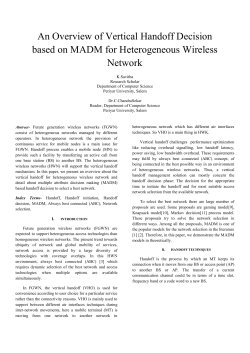 An Overview of Vertical Handoff Decision based on MADM for