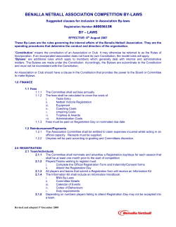 benalla netball association competition by-laws