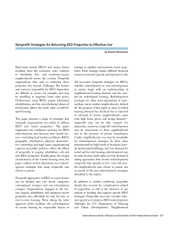 Nonprofit Strategies for Returning REO Properties to Effective Use